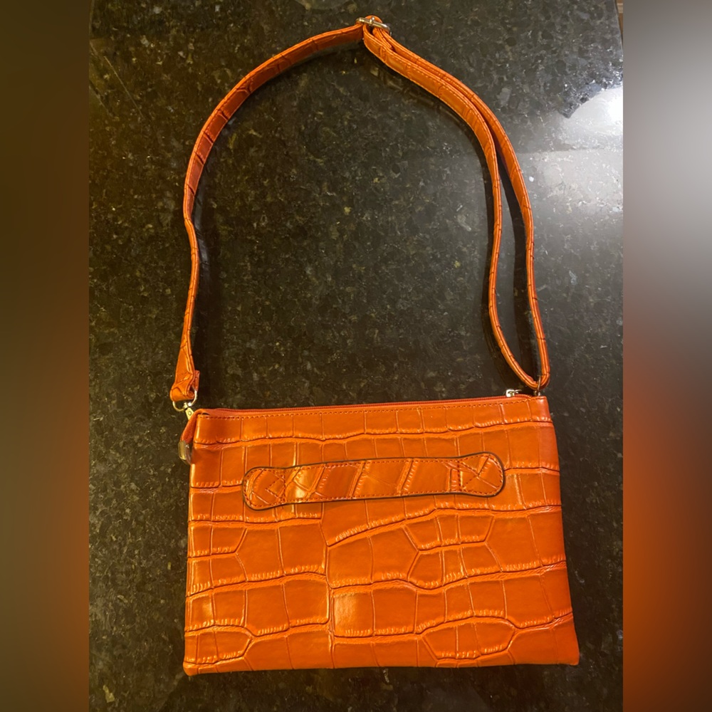 Rusty Orange Crocodile Skin Purse/Clutch - Picture 5 of 7